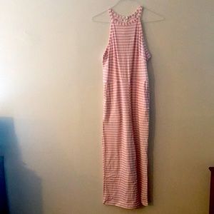 Pink and white striped romper